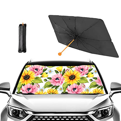 Sunflowers Poppy Daisy Car Windshield Umbrella (One Size / Sunflowers Poppies Daisy)