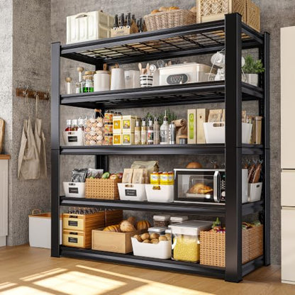 72" H Garage Shelving Heavy Duty Adjustable Metal Shelf for Basement (Black)