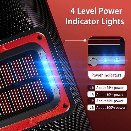Rechargeable Portable Magnetic Work Light (USB + Solar Charging / Red)