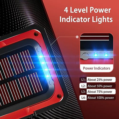 Rechargeable Portable Magnetic Work Light (USB + Solar Charging / Red)