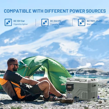 12 Volt Refrigerator Portable Refrigerator for Car 33 Quarts Car Fridge Portable 12V Dual Zone Fridge Freezer 12 (Green / 33QT)
