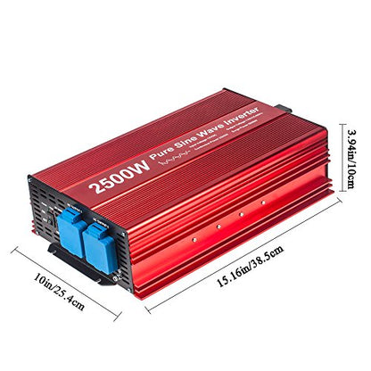 2500W Pure Sine Wave Inverter 12V to 120V AC with 2 AC outlets (2500W)