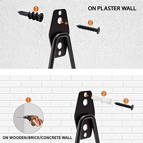 Garage Hooks 12 Pack Wall Storage Hanger with 2 Extension Cord Straps (12 Pack Orange Hooks)