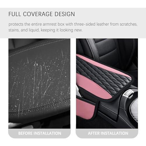 Patchwork Leather Center Console Covers for Cars (Pink)