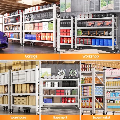 55.1” Wide Heavy Duty Metal Garage Shelving (White / 55.1"Wx23.6"Dx75.6"H)