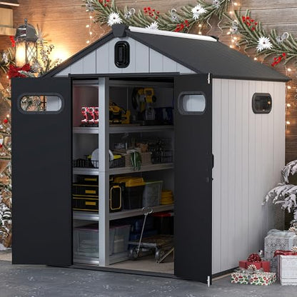 Domi 6x6 FT Resin Outdoor Storage Shed (6x6FT)