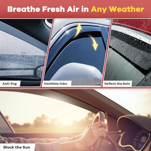 in Channel Window Rain Guards Fit for Tacoma 2005 (For 2005-2015 Tacoma Double Cab)