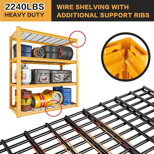 40" W Yellow Garage Shelving with Double (Orange)