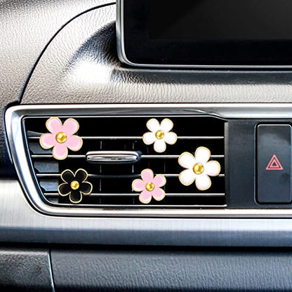 6 Pcs Daisy Vent Clips for Car (Black, Pink, White, / 1 Count (Pack of 6))