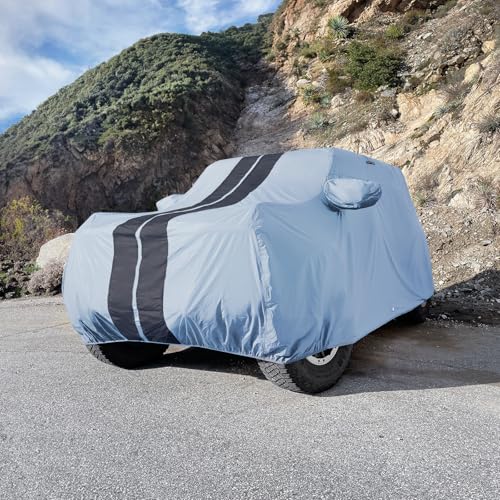 SUV Car Cover All Weather for 2002 (Gray / Black (Stripe) / 67. Trailblazer EXT 2002-2006)