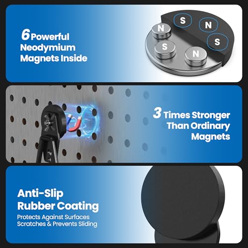 4 Pack Large Magnetic Hooks Heavy Duty Extra Strong Magnetic Garage Hooks Big NdFeB Industrial Magnet Hooks Magnetic Utility Storage Holder Organization with Anti (1.6in Magnet-4 Pack-Black)