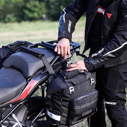Waterproof Motorcycle Saddlebags Luggage Bags 20L Quick Release for Adventure & Sport Bikes (Black / 20L)