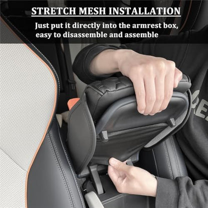 Arm Rest Cover for Car Center Console Cover 12.6"×8.3" Leather Armrest Cushion Organizer with Storage Pocket Center Console Protector Arm Rest Pillow Pads for Most Cars