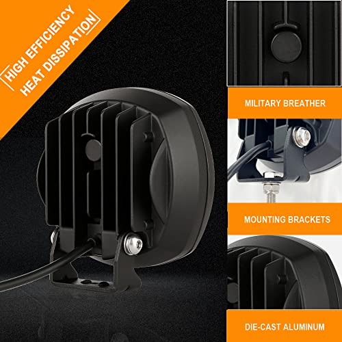 5 Inch Pair 160W Amber Round LED Offroad Lights 18800LM Amber Yellow OffRoad Lights Super Bright Amber Driving lights Fog Lights Waterproof IP68 Light Bar for Trucks Pickup 4x4 SUV ATV UTV (Amber / 5Inch)