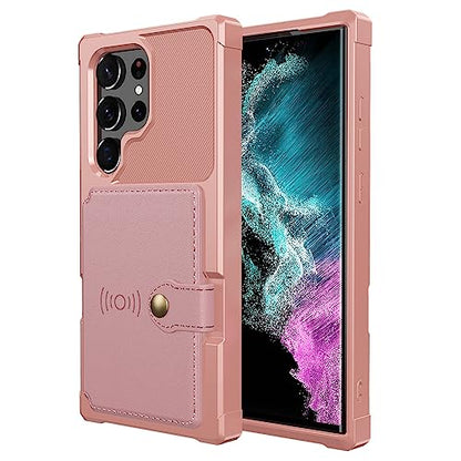 for Samsung Galaxy S23 Ultra Case with Card Holder (Pink / Samsung Galaxy S23 Ultra)