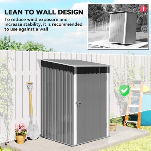 3.3' x 3.4' Outdoor Storage Shed Sloping Roof Lockable Door Gray (Gray / 3.3' x 3.4')