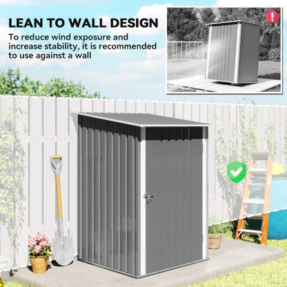 3.3' x 3.4' Outdoor Storage Shed Sloping Roof Lockable Door Gray (Gray / 3.3' x 3.4')