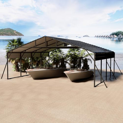 20' x 20' x 8.5' Heavy Duty Metal Carport with Galvanized Steel Roof (20x20 FT Upgrade)