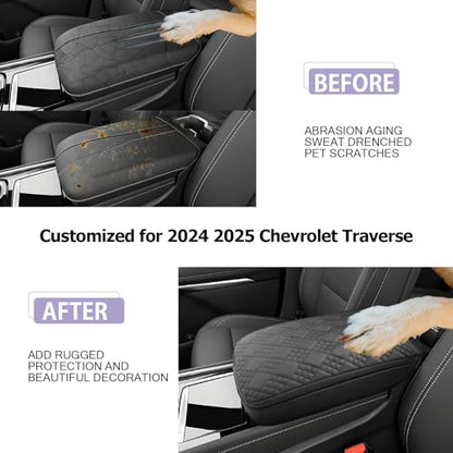 2026 2027 Traverse Center Console Cover Compatible with 2024 2025 2026 2027 Chevrolet Traverse Accessories 2027 Traverse LT (2024-2027 Traverse Thick Black)