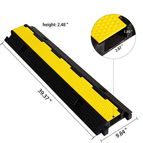1 Pack Rubber Cable Ramp Hose Cable Protector Ramp 1 Channel 22000Lbs Load Capacity Traffic Speed Bump Wires Power Lines Extension Cord Cover for Indoor Outdoor (22000Lbs-1Channel-1Pack)