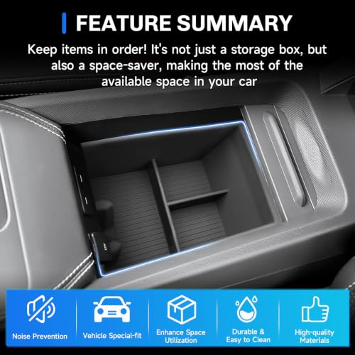 for 2025 2026 Ford Mustang Mach E Center Console Organizer for 2026 Mustang Mach E Accessories [Silicone Under Armrest Tray] for 2025 2026 Mach E Console Organizer Armrest Console Tray