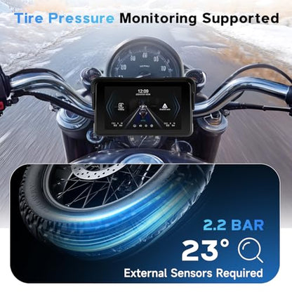 5 Inch Motorcycle CarPlay Screen Wireless Android Auto for Moto with GPS Navigation for Motorbike Bluetooth Voice Control Portable Moto Car Play Screen (5-Inch)