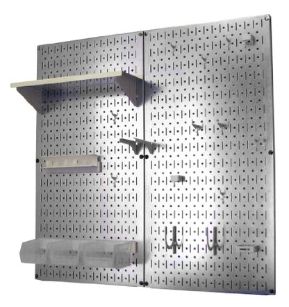 Metal Pegboard Organizer Utility Tool Storage and Garage Pegboard Organizer Kit with Metallic Tool Board and White Accessories (Metallic Pegboard White Accessories)
