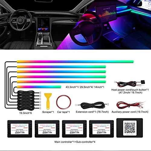 Acrylic Interior Car LED Strip Light with Wireless APP (Dreamcolor Kit - 6 in 1)