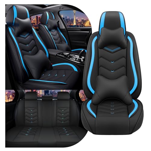 Car Seat Covers for Chrysler Pacifica 2004 (Full Set with Pillow / Black Blue)