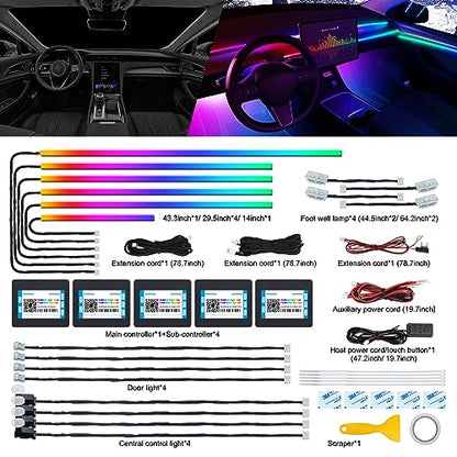 Dreamcolor Acrylic Interior Car LED Strip Light with Wireless APP (Dreamcolor 18 Lights)