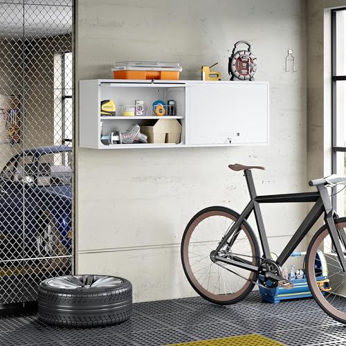 Metal Wall Cabinet with Locking Door and Shelf (21.65"H / White)