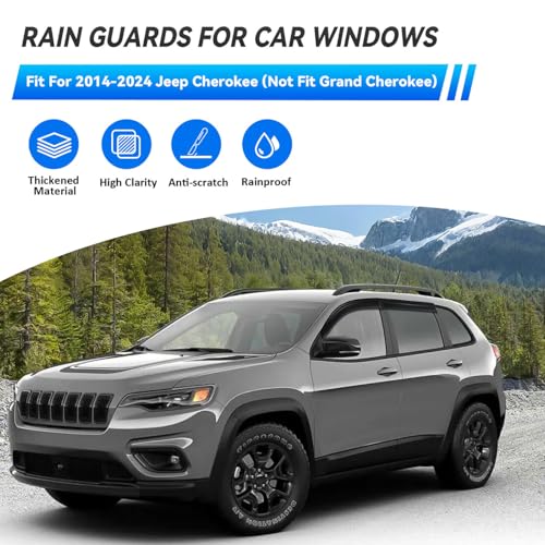 4pcs Window Visors Rain Guards for 2014 (2014-2024 Cherokee)