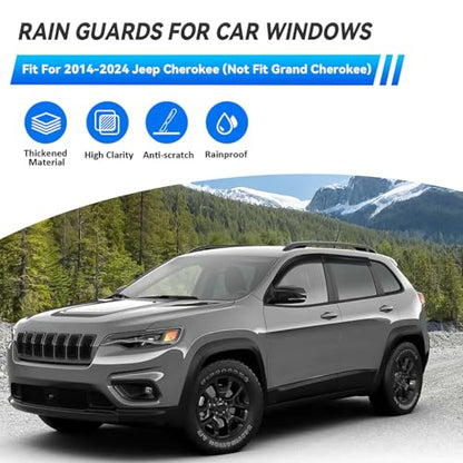 4pcs Window Visors Rain Guards for 2014 (2014-2024 Cherokee)