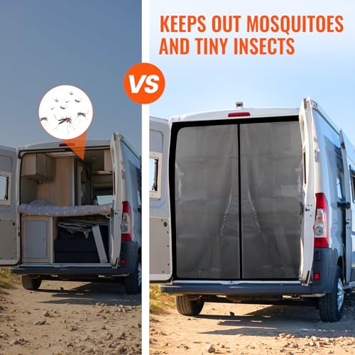 65''H x 65''W Van Bug Screen Universal Size Rear Door Window Covers with Magnetic Closure Car Window Screens for Camping Fits Standard Roof Mercedes Sprinter Ford Transit and RAM Promaster (Rear Door,65''(H) x 65''(W))