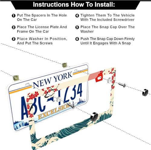 Waves Cherry Blossom License Plate Frames (Waves Cherry Blossom)