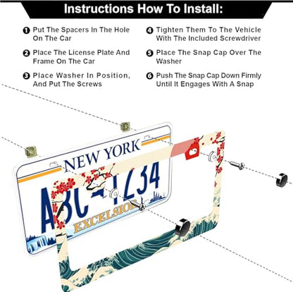 Waves Cherry Blossom License Plate Frames (Waves Cherry Blossom)