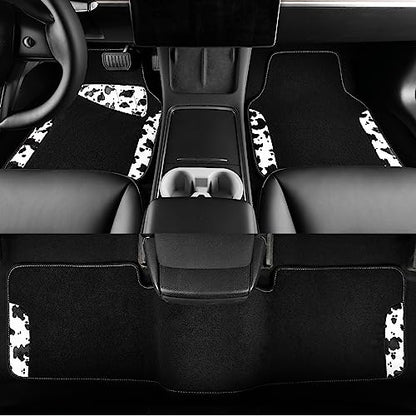 Waterproof Universal 3Pcs Car Floor Mats (Cow Print（3Pcs）)