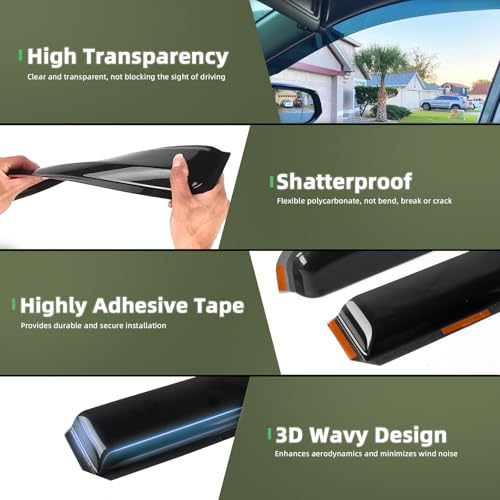 in Channel Rain Guards Fit for 2007 (For 2007-2018 Wrangler JK)