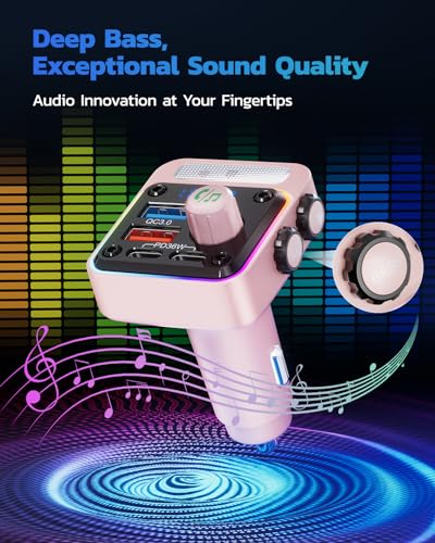 54W Bluetooth 5.3 Car Adapter (Pink)