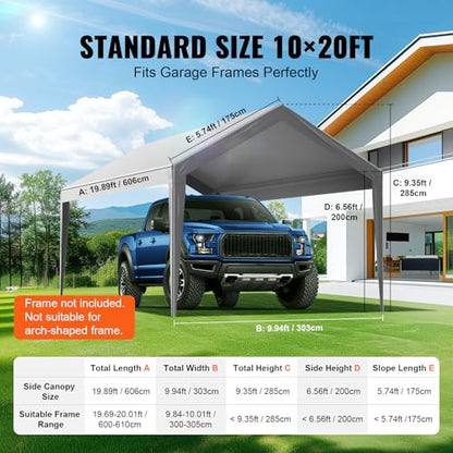 Carport Replacement Canopy Cover 10 x 20 ft (Gray / 10x20ft)