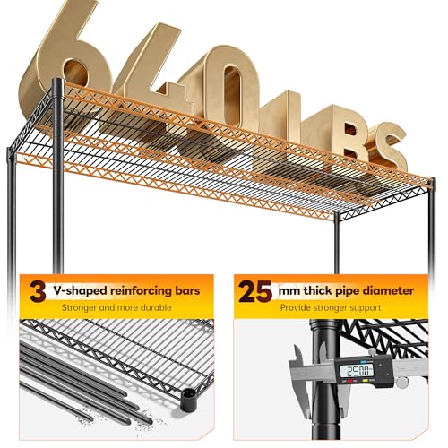 83"H Storage Shelves 3840LBS Metal Shelving Unit Garage Shelving Heavy Duty 6 Tier Commercial Adjustable Wire Shelving for Storage Rack for Pantry (83"H x 55.5"W x 18"D)