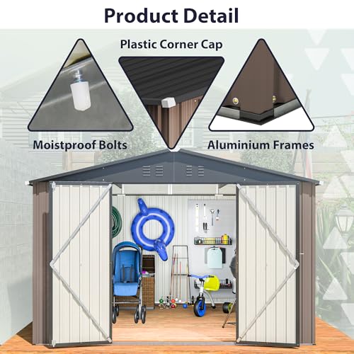 Metal Storage Shed (Brown / 10x10 Ft)