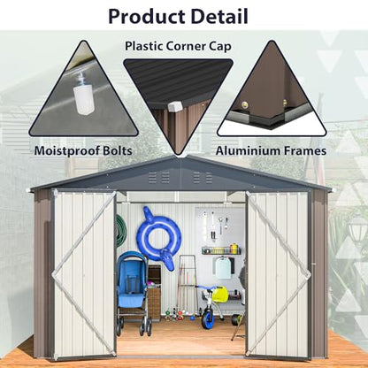 Metal Storage Shed (Brown / 10x10 Ft)