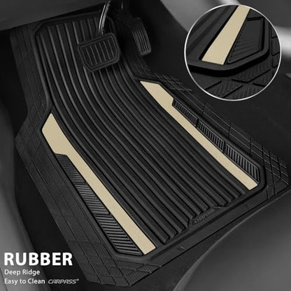 Heavy Duty Rubber Car Mats Metallic (Black and Golden)