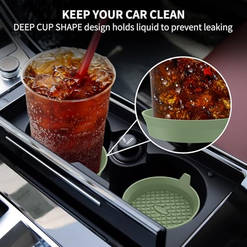 Car Cup Holder Coasters [4 Pack] Silicone Cups Mats (4pack-olive Green)