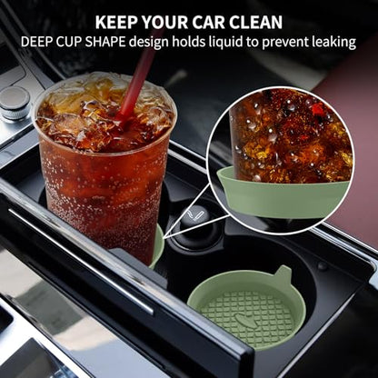 Car Cup Holder Coasters [4 Pack] Silicone Cups Mats (4pack-olive Green)