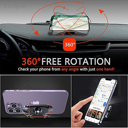 2 Pack】 Magnetic Phone Holder for Car【Super Magnets】Carmount 2.0 Magnetic phone Mount【360°Rotation】Universal Dashboard Cell Phone Holders for Your Car Phone Mount for Car Mount for iPhone & All Car