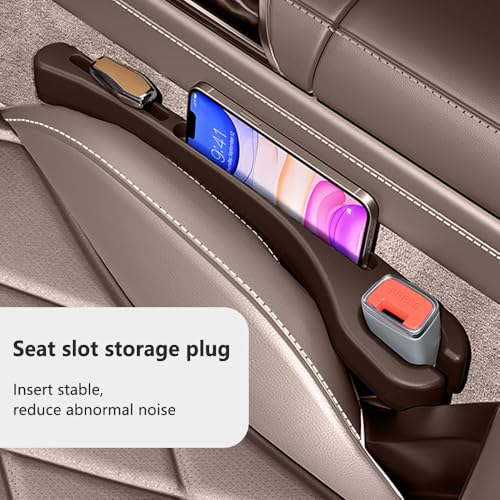 2026 Upgrade] 2PCS Car Seat Gap Filler with Phone Holder (Brown)