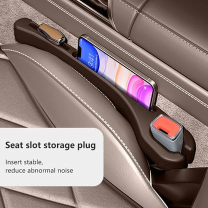 2026 Upgrade] 2PCS Car Seat Gap Filler with Phone Holder (Brown)