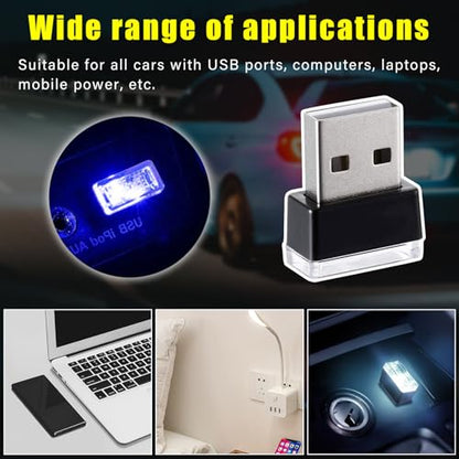 4 PCS USB LED Car Interior Atmosphere Lamp (White & Blue)